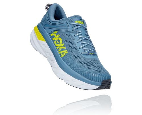 Hoka One One Herre Bondi 7 Road Løpesko Provincial Blå/Citrus Norge-90ZUD